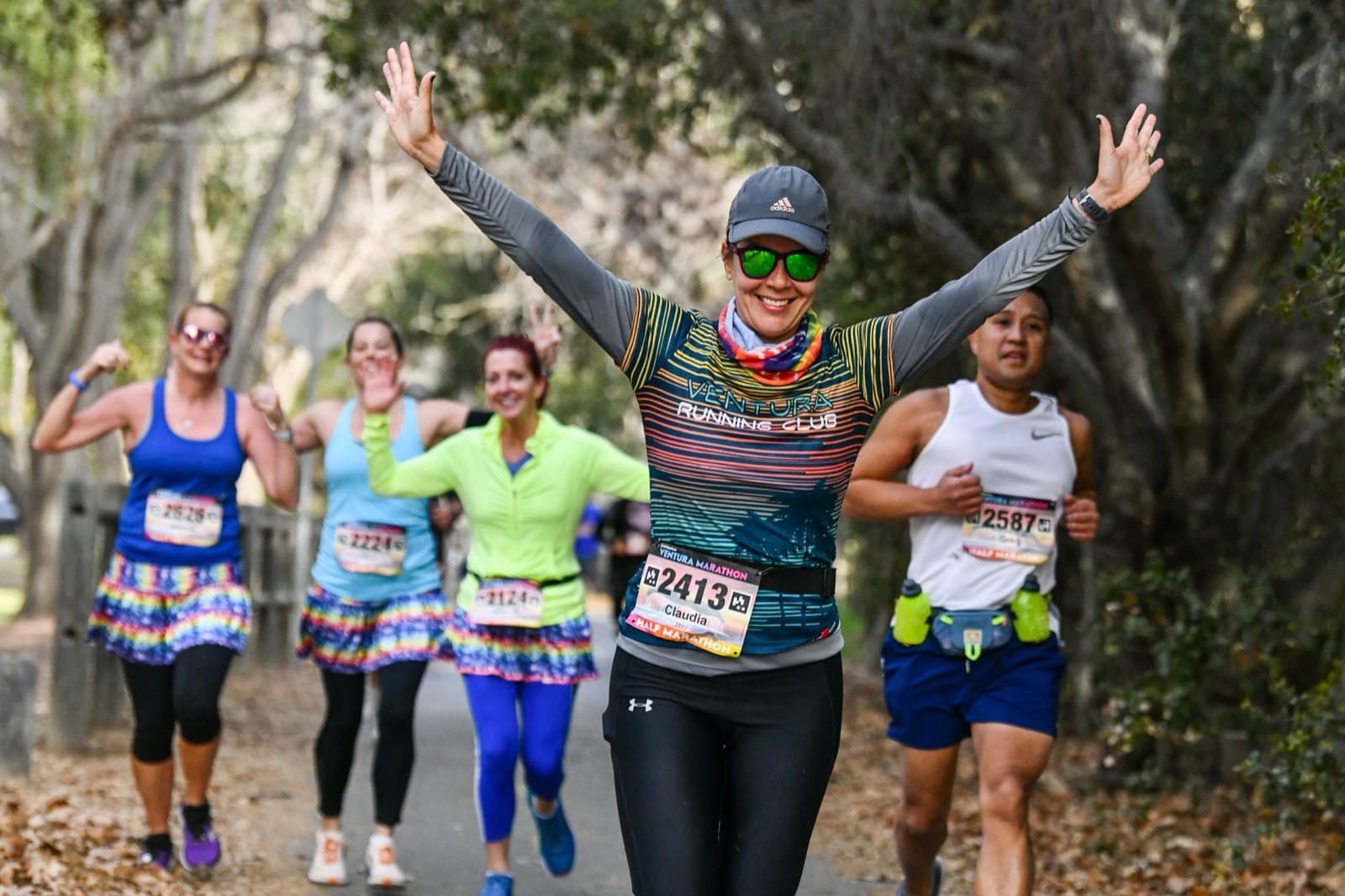 A group of women running a race together